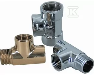 Onnline Trójnik GW x GW x GW 1/2" mosiądz chromowany - Łączniki, trójniki, kształtki - miniaturka - grafika 1