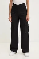 Spodnie damskie - Sisley spodnie damskie kolor czarny proste high waist 4KVXLF05Y - miniaturka - grafika 1