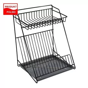 Suszarka Do Naczyń Z Tacką 2 Poziomy 30CM Czarna - Suszarki do naczyń - miniaturka - grafika 1