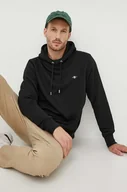 Bluzy męskie - Gant bluza męska kolor czarny z kapturem gładka - miniaturka - grafika 1