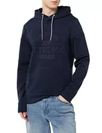 Bluzy męskie - TOM TAILOR Męska bluza z kapturem z nadrukiem logo, 10668 - Sky Captain Blue, XXL - miniaturka - grafika 1