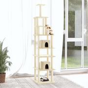 Drapaki dla kotów - Lumarko Drapak dla kota z sizalowymi słupkami, kremowy, 216 cm! - miniaturka - grafika 1