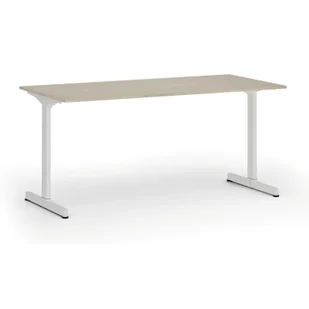 Biurko PRIMO BETA, 1600 x 800 mm, podstawa biała, dąb naturalny - Biurka - miniaturka - grafika 1