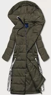 Kurtki damskie - DŁUGA KURTKA PUCHOWA DAMSKA KHAKI (AG3-3038) - Ann Gissy - miniaturka - grafika 1