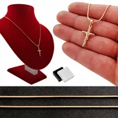 Biżuteria dla dzieci - ZŁOTY ŁAŃCUSZEK 60CM DELIKATNY KRZYŻYK 18K PREZENT - miniaturka - grafika 1