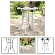 Stoły ogrodowe - The Living Store Stolik ogrodowy - biały - Ø48x53 cm - odlewane aluminium - Stół - miniaturka - grafika 1