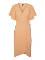 Sukienki - VERO MODA Women's VMSAKI SS Calf WRAP Dress GA NOOS sukienka, Mock Orange, L, Mock Orange, L - miniaturka - grafika 1
