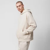 Bluzy męskie - Męska bluza dresowa oversize nierozpinana z kapturem Outhorn OTHWSS24TSWSM1163 - kremowa - miniaturka - grafika 1
