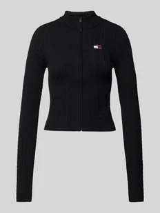 Kurtka z dzianiny o kroju slim fit zapinana na zamek błyskawiczny - Swetry damskie - miniaturka - grafika 1