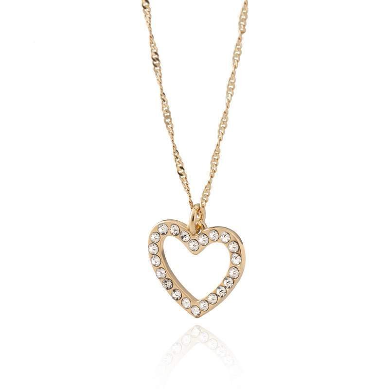 Naszyjnik z sercem wysadzanym cyrkoniami, srebro 925 w złotym pokryciu