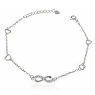 Bransoletki - Bransoletka nieskończoność ósemka z sercami srebro 925 Symbol miłości - miniaturka - grafika 1