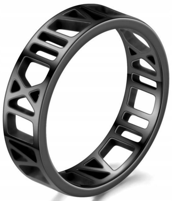 Czarny Pierścień Rzymskie Liczby Pierścionek Ring