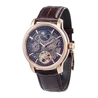 Paski - Thomas Earnhshaw ES-8063-06 męski zegarek automatyczny z brązowym wyświetlaczem szkieletu i brązowym skórzanym paskiem, Różowe złoto, Pasek - miniaturka - grafika 1