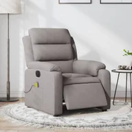 Fotele - vidaXL Rozkładany fotel masujący, elektryczny, kolor taupe, tkanina - miniaturka - grafika 1