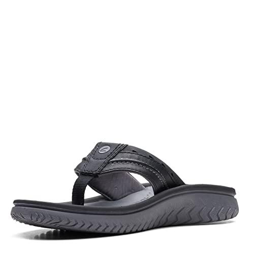 Clarks Wesley Post klapki męskie, Czarny syntetyczny, 44.5 EU