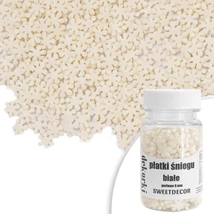 Posypka cukrowa ŚNIEŻYNKI BIAŁE PERŁOWE 9 mm Sweet Decor, 30 g - Dodatki do ciast w proszku - miniaturka - grafika 1