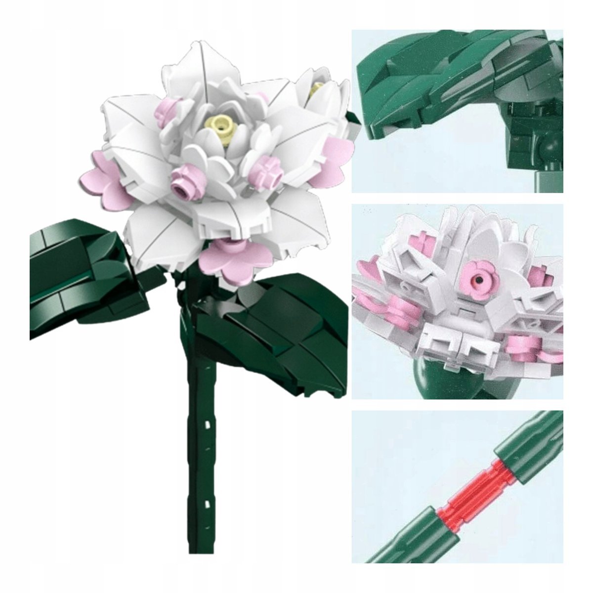 Klocki Konstrukcyjne Kwiat Kamelia DUŻY ponad 20cm 127el 8LAT+ J BRICKS