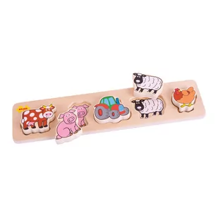 Bigjigs Toys, puzzle z uchwytami Farma - Zabawki interaktywne dla dzieci - miniaturka - grafika 1