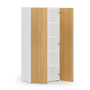 Szafa biurowa z drzwiami PRIMO WHITE, 1781 x 800 x 500 mm, biały/buk - Szafy biurowe - miniaturka - grafika 1