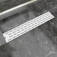 Syfony - vidaXL vidaXL Kratka odpływowa, liniowa, 630x140 mm, wzór linii, stal nierdzewna - miniaturka - grafika 1
