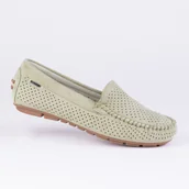 Mokasyny damskie - Mokasyny damskie ażurowe GOODIN GD-FL200 zamsz skóra slip-on pistacjowy 39 - miniaturka - grafika 1