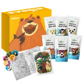 Desery dla dzieci - BioBas Zestaw Bio Kaszek, ryżowa, orkiszowa, jaglana, manna, owsiana, z kolorowanką i naklejkami, bez dodatku cukru, od 6 miesiąca, 6 x 200 g - miniaturka - grafika 1