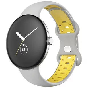 Pasek do zegarka Google Pixel Dwukolorowy silikonowy elastyczny szaro-żółty - Akcesoria do smartwatchy - miniaturka - grafika 1
