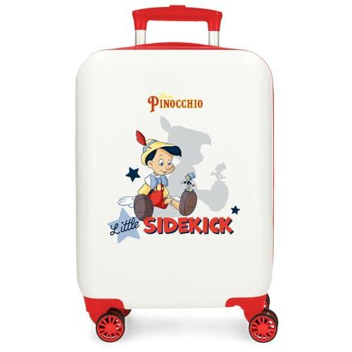Joumma Disney Pinocchio & Litle Sidekick Walizka kabinowa biała 33 x 50 x 20 cm sztywne tworzywo ABS boczne zapięcie szyfrowe 28,4 l 2 kg 4 podwójne koła bagaż ręczny, biała, walizka kabinowa