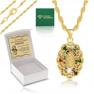 Biżuteria dla dzieci - ZŁOTY ŁAŃCUSZEK + MEDALIK MATKA BOSKA 18K GRAWER - miniaturka - grafika 1