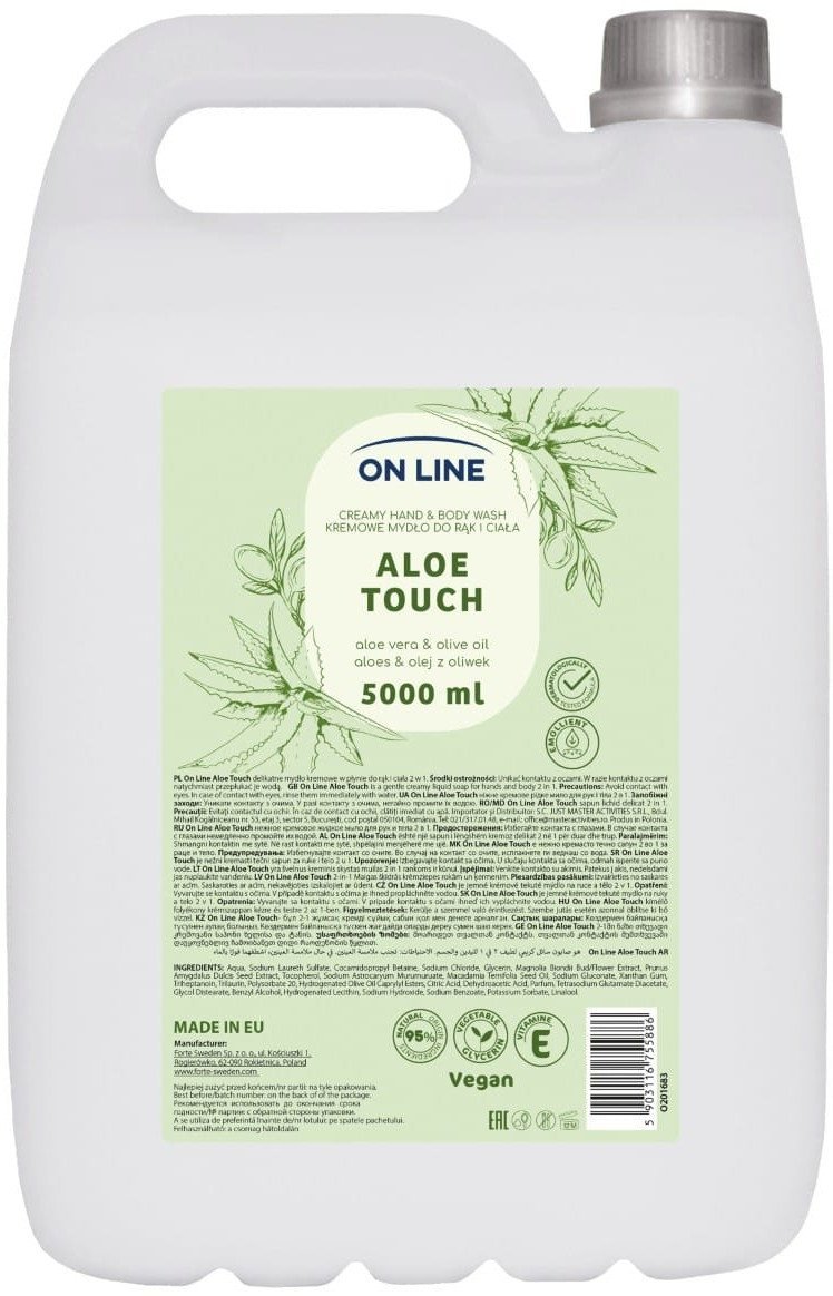 ON LINE Kremowe mydło do rąk i ciała Aloes&Olej z oliwek 5000 ml
