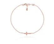 Biżuteria religijna - Srebrna bransoletka z krzyżykiem - 2MR Rose Gold - miniaturka - grafika 1