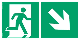 AE098 KIERUNEK DO WYJŚCIA EWAKUACYJNEGO W DÓŁ W PRAWO, TS - PŁYTA TD FOTOLUMINESCENCYJNA; (200X100MM) - Systemy ekspozycyjne i znaki informacyjne - miniaturka - grafika 1