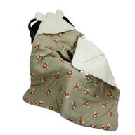 Rożki i beciki - Otulacz Flumi do fotelika samochodowego i gondoli - ciepły kocyk niemowlęcy na spacery i podróże - beżowy, misie - miniaturka - grafika 1