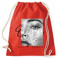 Plecaki worki - WORKO PLECAK CZERWONY Do Szkoły Na Buty ELEGANT WORLD FAMOUS Różne Grafiki - miniaturka - grafika 1