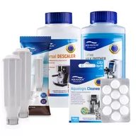 Akcesoria i części do ekspresów do kawy - Zestaw Krups - Filtr AL-TES46 2szt, Uniwersalny Odkamieniacz Aqualogis 250ml, Płyn Latteo 250ml, Cleaneo 10 szt. - miniaturka - grafika 1