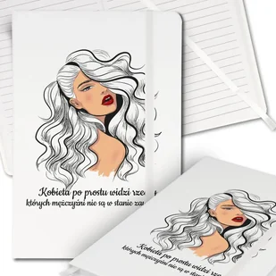 Notes Biały A5 Notatnik z Gumką w Linię KOBIETA WIDZI Śmieszne Wiele Wzorów - Notesy i bloczki - miniaturka - grafika 1