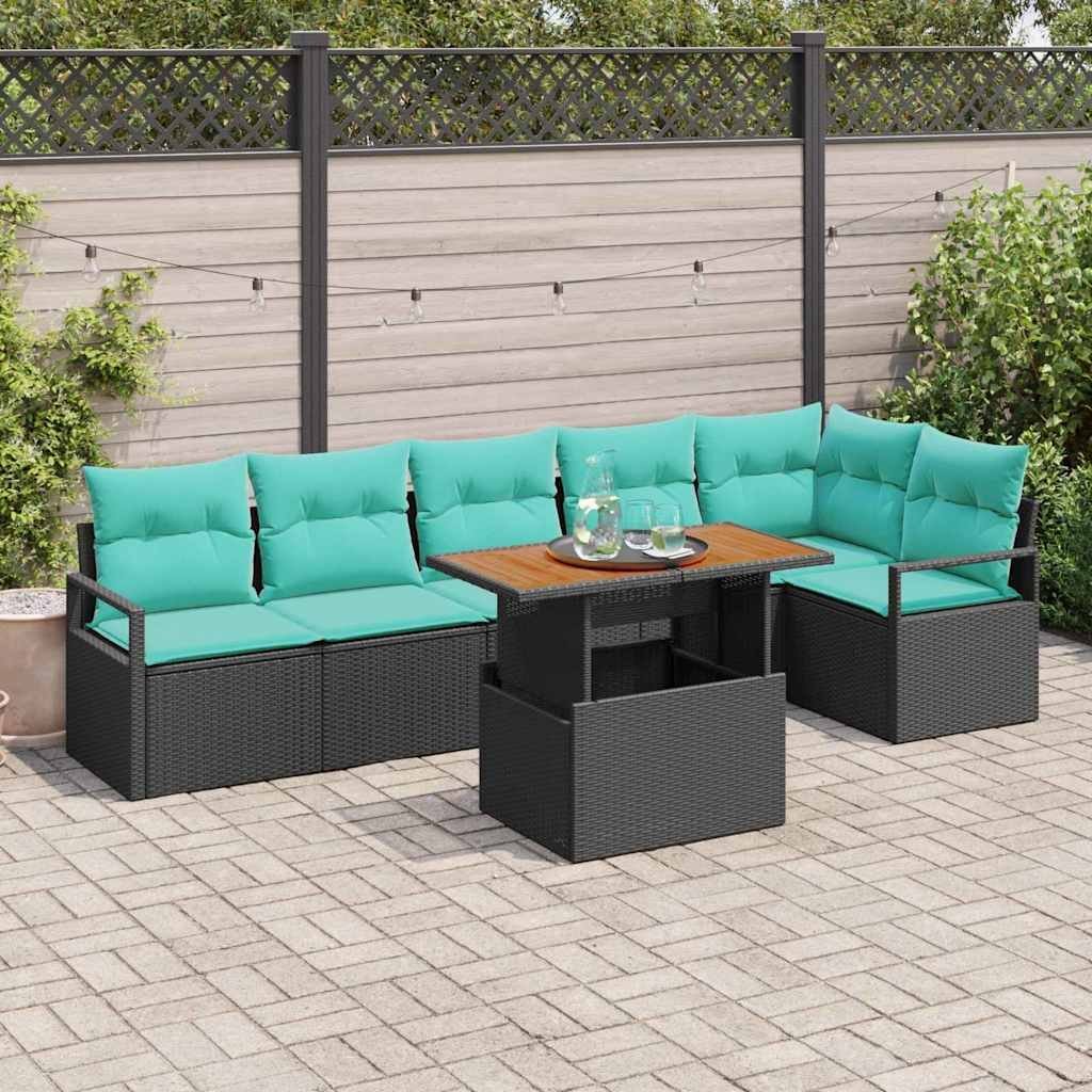 vidaXL Zestaw do jadalni w ogrodzie 7 pcs Czarny i Turkusowy 3349724