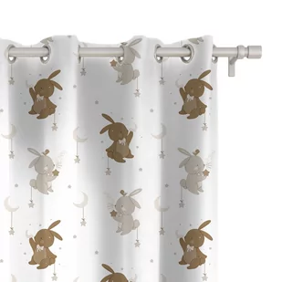 Zasłona dla dzieci BUNNY BLISS wzór D253 | zajączki w gwiazdkach 150 x 200 cm tkanina standard - Firany i zasłony dla dzieci - miniaturka - grafika 1
