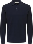 Koszulki męskie - ONLY SONS CIEMNOSZARA KOSZULKA POLO DŁUGI RĘKAW BAWEŁNA S J9A - miniaturka - grafika 1