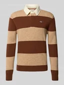 Swetry męskie - Sweter z dzianiny z wyhaftowanym logo - miniaturka - grafika 1