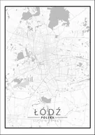 Plakaty - Plakat, Łódź mapa czarno biała, 70x100 cm - miniaturka - grafika 1