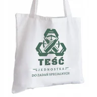 Torby i wózki na zakupy - Torba Bawełniana biała dla Teścia Na Prezent ekologiczna Trwały Nadruk - miniaturka - grafika 1