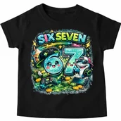 Koszulki dla dziewczynek - Koszulka dla dziecka z modnym motywem six seven - miniaturka - grafika 1