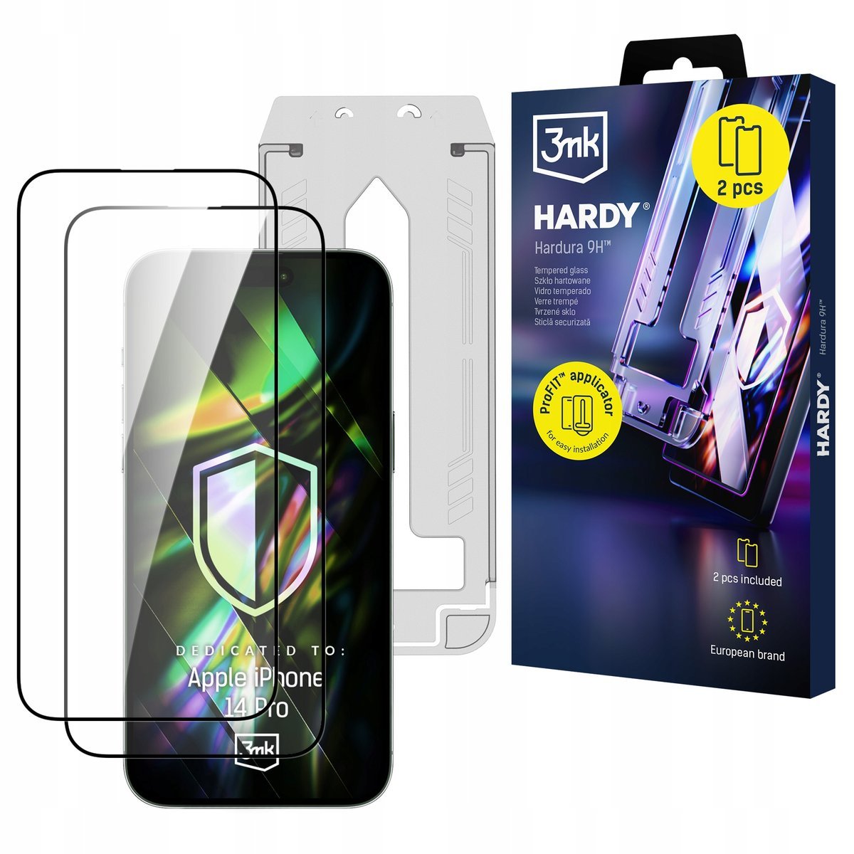 Mocne szkło hartowane z aplikatorem 3mk Hardura 9H do Apple iPhone 14 Pro