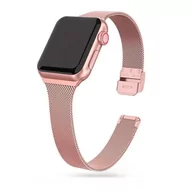Akcesoria do smartwatchy - Milanese Z Zapięciem (Zwężana) Opaska Pasek Bransoleta Apple Watch 1/2/3/4/5/6/7/8/Se 38/40/41Mm Różowa - miniaturka - grafika 1