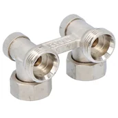 Akcesoria grzewcze - Valvex Zespół odcinający FUSION 3 kątowy ze stożkami do grzejników kompaktowych z 2 przyłączkami G 1/2x3/4 niklowany - miniaturka - grafika 1