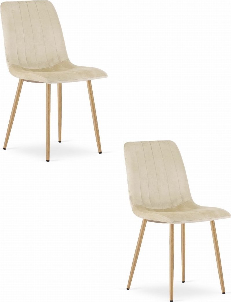 Leobert Krzesło LAVA - jasny beż aksamit / nogi kolor drewna x 2