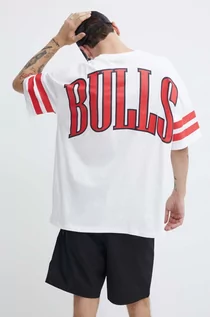 Koszulki męskie - New Era t-shirt bawełniany męski kolor biały z nadrukiem CHICAGO BULLS - grafika 1
