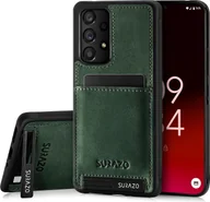 Etui i futerały do telefonów - Skórzane etui SURAZO Premium do Samsung Galaxy A53 5G - odporne na wstrząsy skórzane etui na telefon komórkowy z funkcją podstawki i zderzaka w kolorze ciemnozielonym - miniaturka - grafika 1