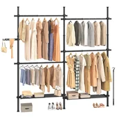 Meble do przedpokoju - Teleskopowy wieszak na ubrania czarny 3 poziomy - miniaturka - grafika 1